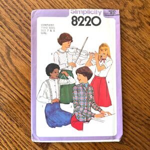Vintage 1970s Simplicity 8619 Sewing Pattern Size Girls Med Set of Tops COMPLETE
